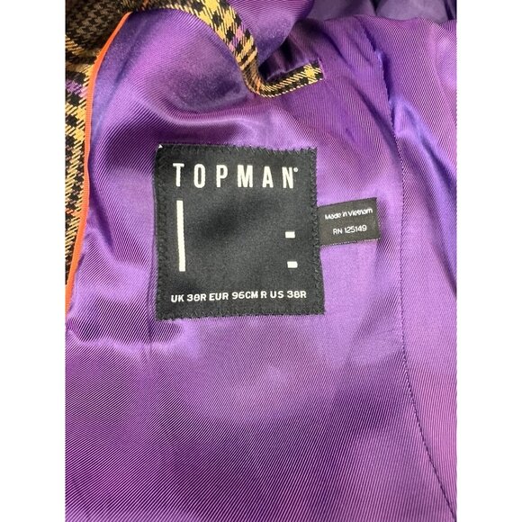 Topman Tate Rust Purple Yellow Plaid Blazer Slim Fit Men's Suit Jacket 38R - Picture 2 of 9